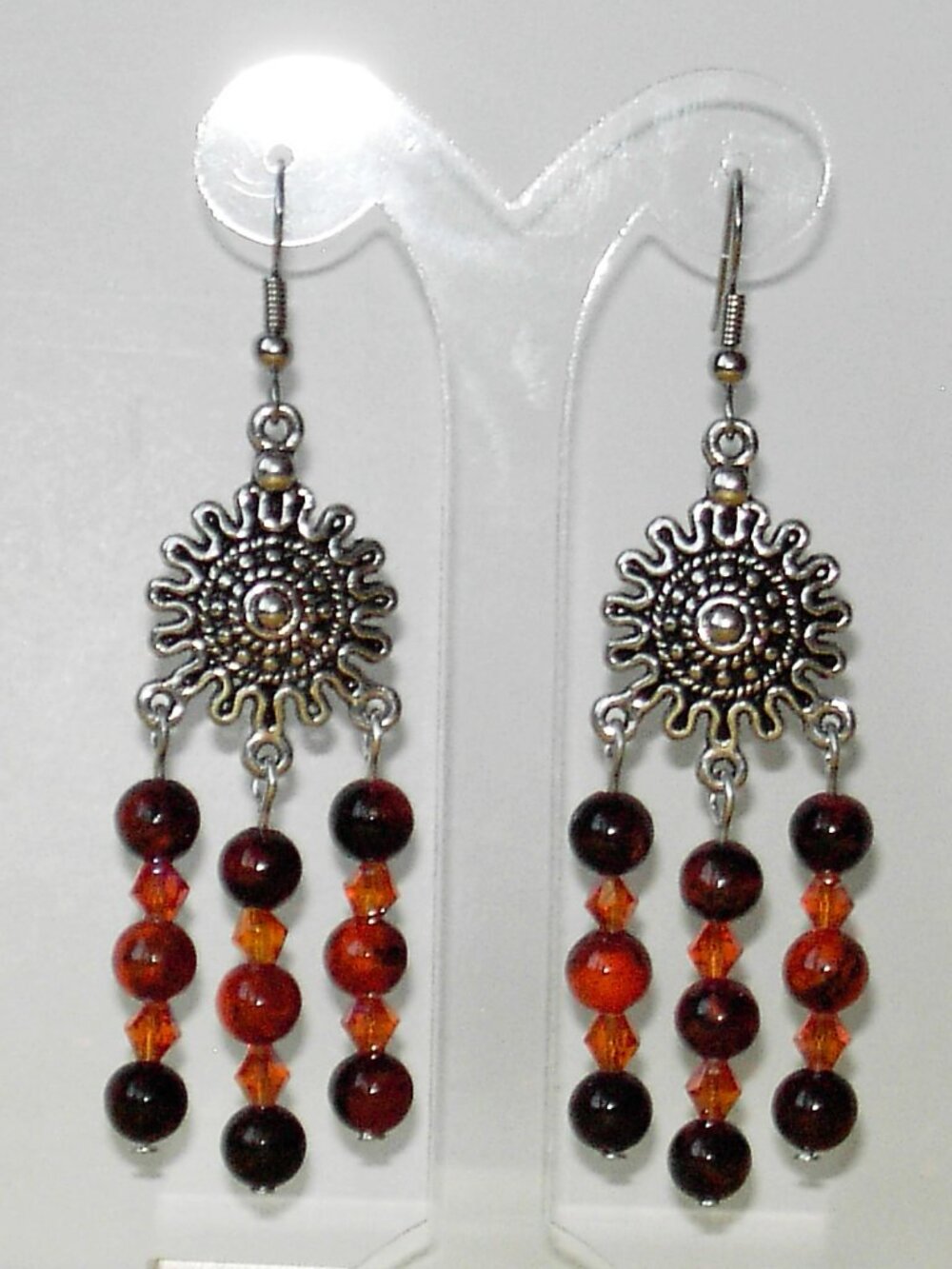 Handcrafted Brown Chrysocolla Chandelier Earrings 2-3/4" (#485)
